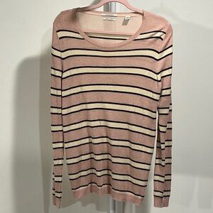 Scotch & Soda Pink and Cream Striped Sweater With Pink Glitter Accents